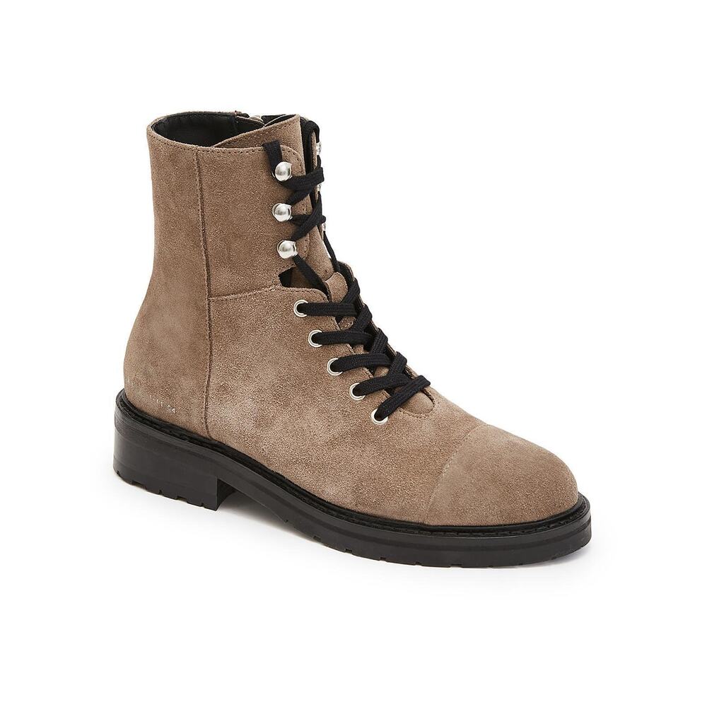 All Saints Dusty Cap Toe Combat Lug Sole Lace Up Brown Boots Size 8